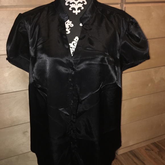 plus size black satin shirt